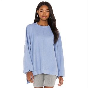 Free People Light Blue Oversized Crew Neck Sweater
